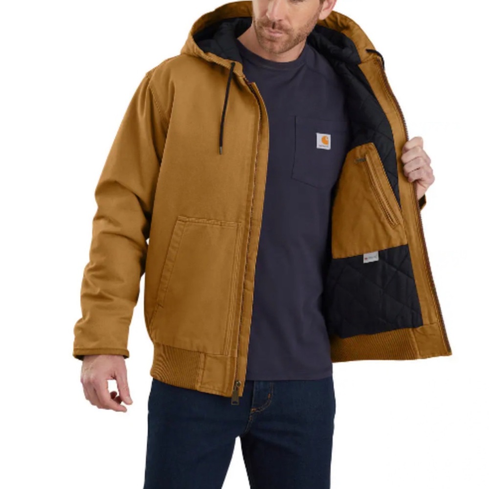 CARHARTT MEN'S LOOSE FIT WASHED DUCK INSULATED ACTIVE JACKET- Carhartt brown med